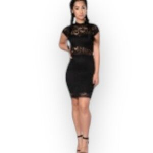 Fashion Nova Black Lace Women's Dress